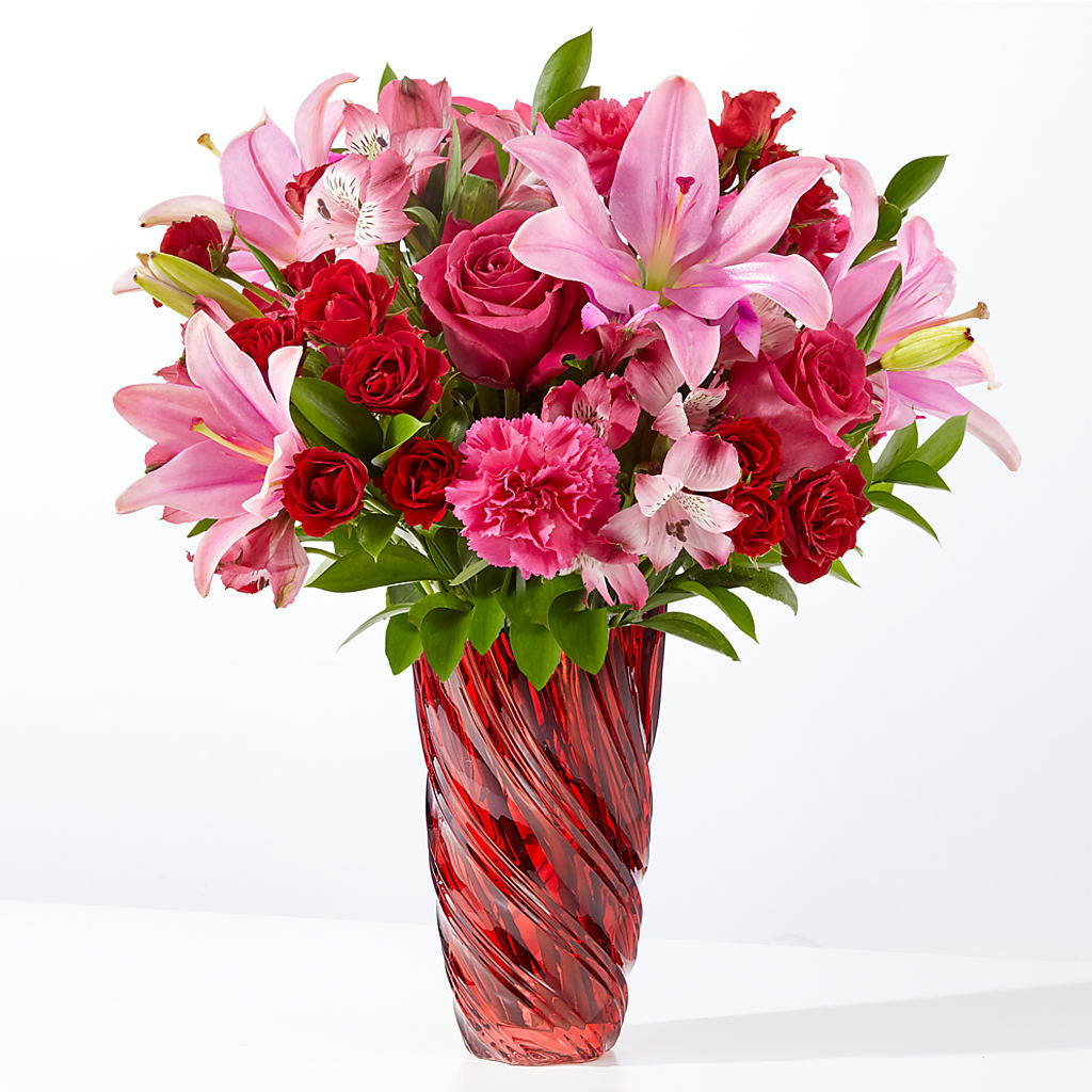 In Love Bouquet with Luxe Swirl Vase – Kay Penny Florist, Hamilton ON