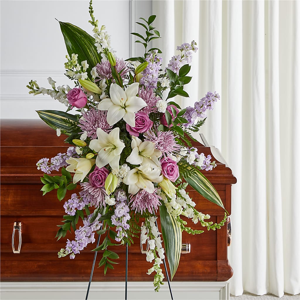 Grateful Hearts Standing Spray – Kay Penny Florist, Hamilton ON
