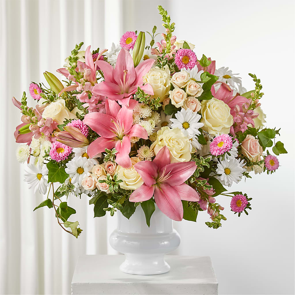 Empathetic Blooms Urn Arrangement – Kay Penny Florist, Hamilton ON