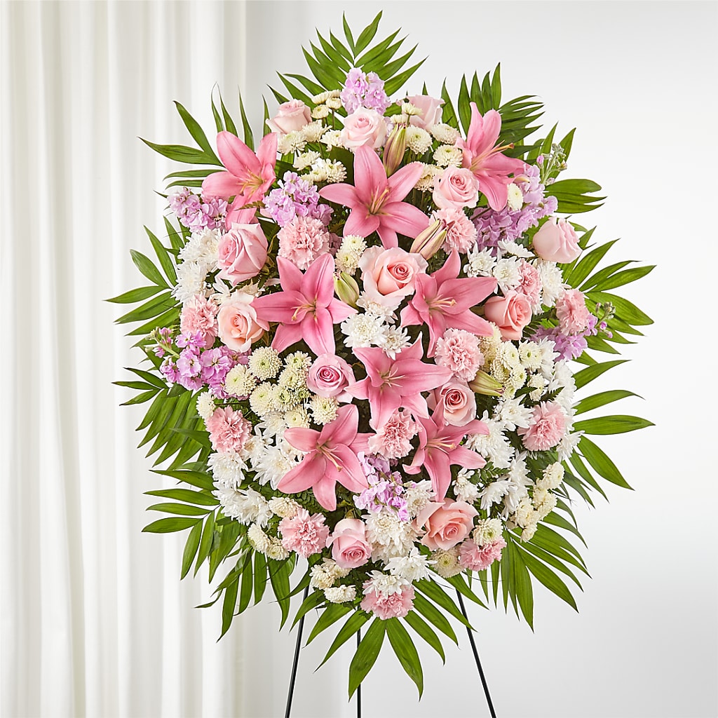 Offering Solace Standing Spray – Kay Penny Florist, Hamilton ON