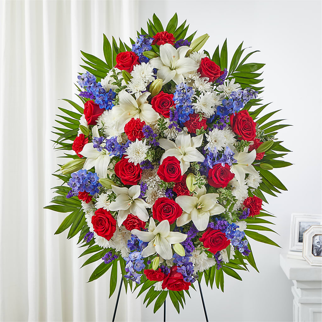 Cherished Service Standing Spray – Kay Penny Florist, Hamilton ON