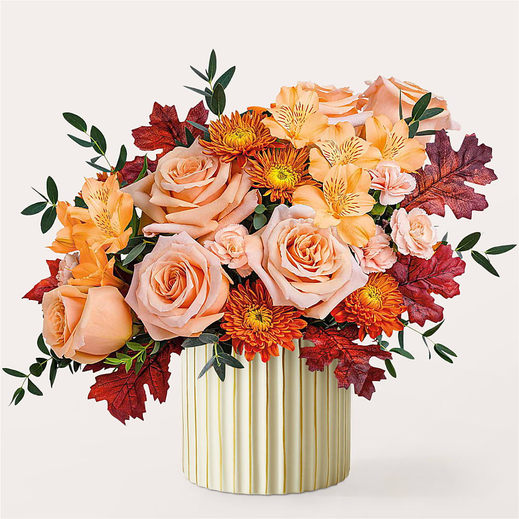 Spiced Latte Bouquet with Ivory Vase – Kay Penny Florist, Hamilton ON