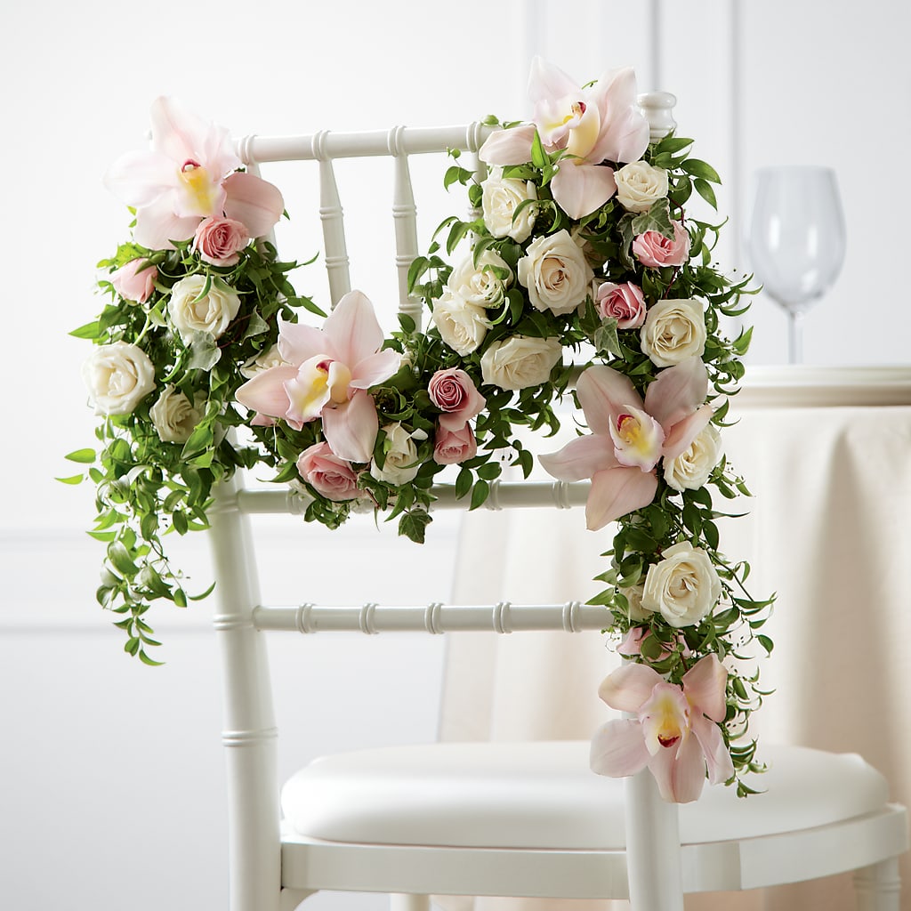 Orchid Rose Chair Décor – Kay Penny Florist, Hamilton ON